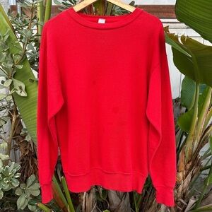 Vintage 80s Medallion Red USA Made Crewneck Sweatshirt L Distressed